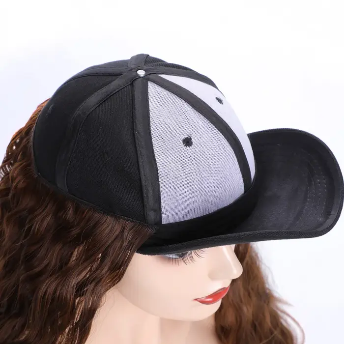 Jeedou Casquette de Baseball Perruque Synthétique Instantanée Droite à Bouclés Interrupteur D'apparence Naturelle