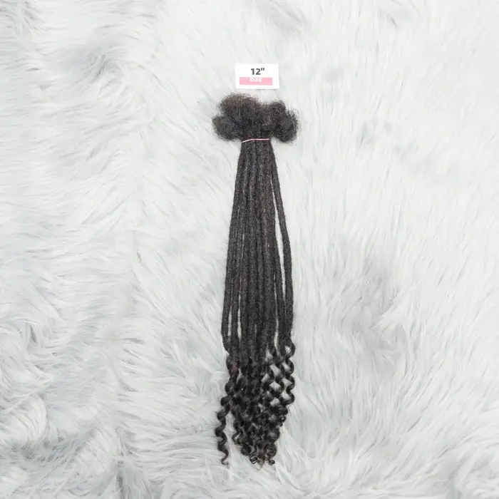 Extensions de dreadlock de cheveux humains naturels avec extrémités bouclées 8-12 pouces Extension de serrures de queue bouclée à la main pour femmes hommes 10 brins