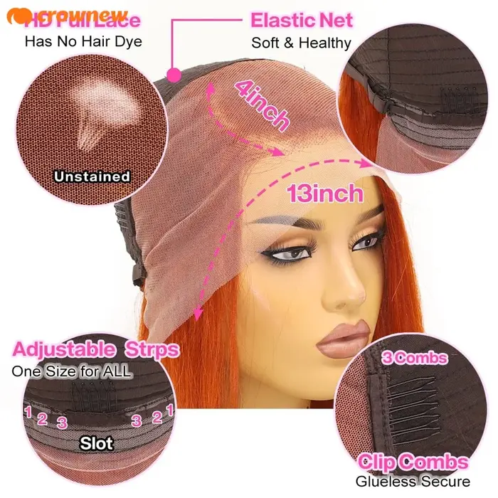 Perruque en cheveux humains couleur gingembre #