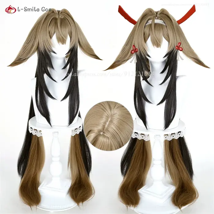 ZZZ Ye Shunguang Cosplay perruque lin mélange marron 90 cm perruques pour femmes