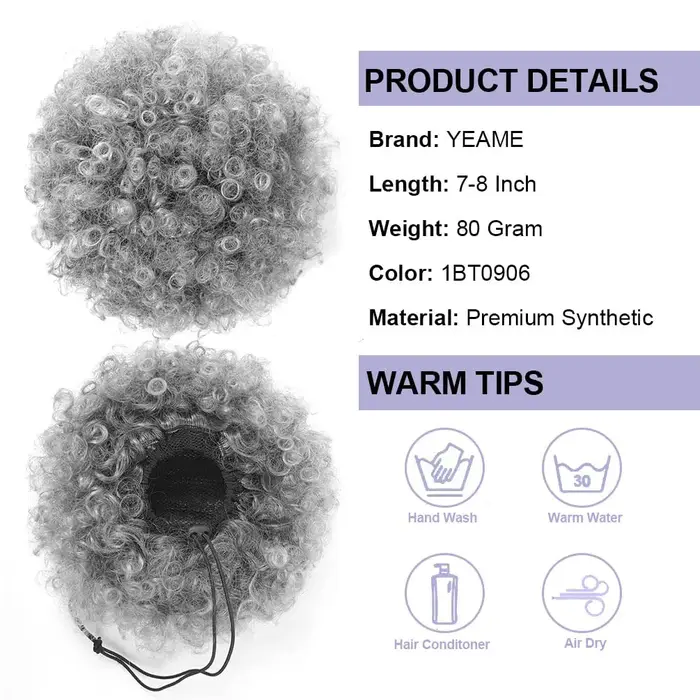Queue de cheval afro à cordon, extensions de cheveux synthétiques courts bouclés crépus, postiches chignon pour femmes et jeunes filles noires