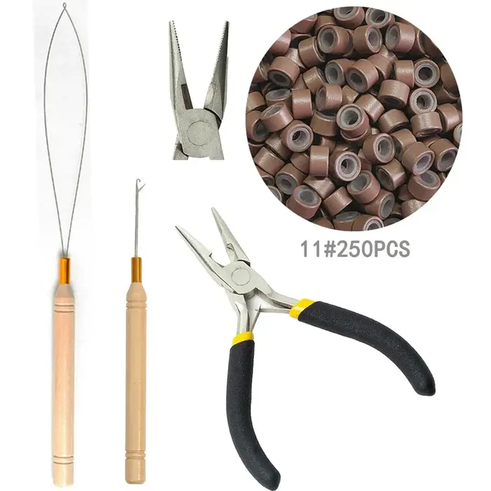 Kit d'extension de cheveux avec perle au Crochet