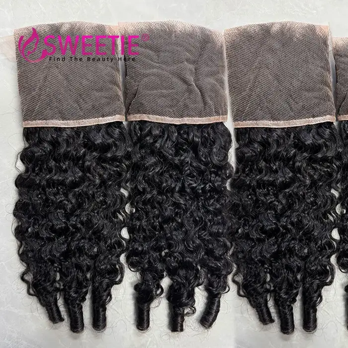 12A cheveux bouclés birmans 13x4 frontale Remy Extensions de cheveux humains Transparent spirale che