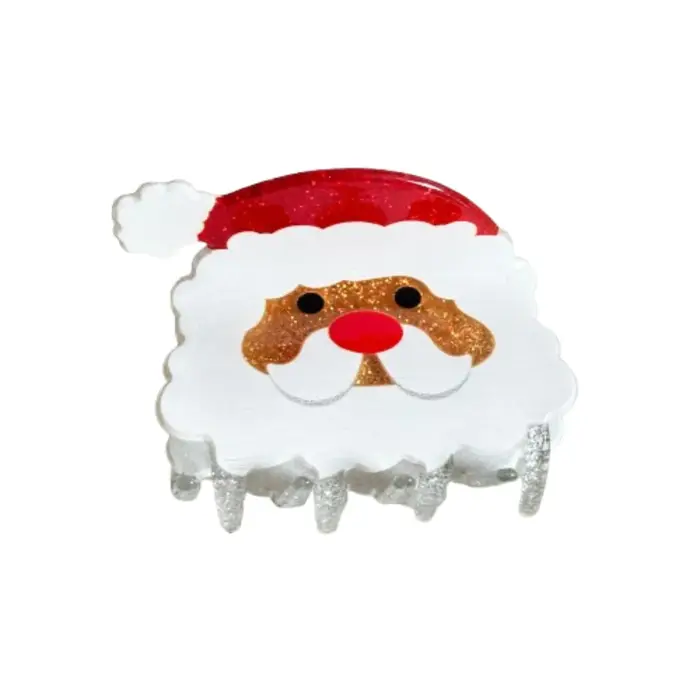 Pince à cheveux en acrylique pour femmes, pince à requin, père noël, maison de neige, arbre de noël 