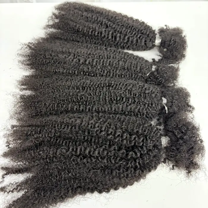 Extensions de cheveux humains bouclés afro crépus en vrac sans trame 30g/paquet 16 pouces pour micro-locks/permanentes/torsades/tresses/réparation de locks