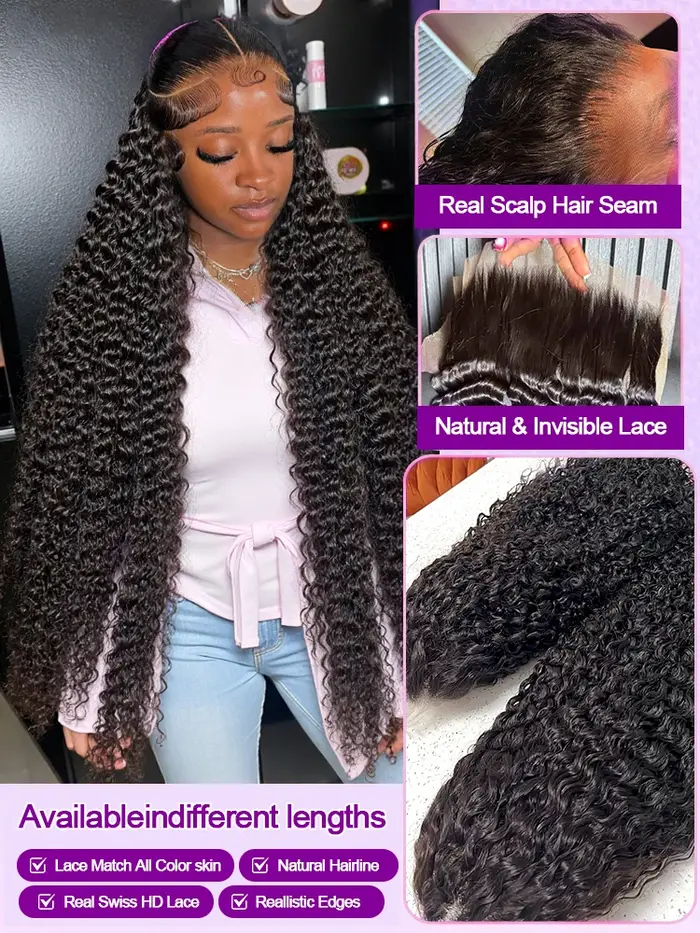 Perruque Lace Front HD 13x4 13x6 en Cheveux Humains Brésiliens Vierges, Ondulation Profonde, Pré-épi