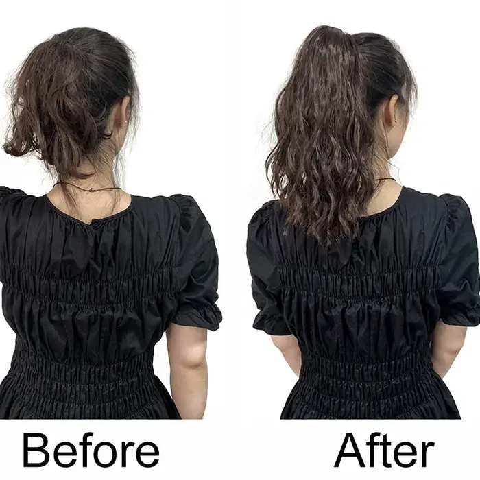 Extension capillaire synthétique courte bouclée de 14 pouces, postiche moelleuse à Clip pour queue d