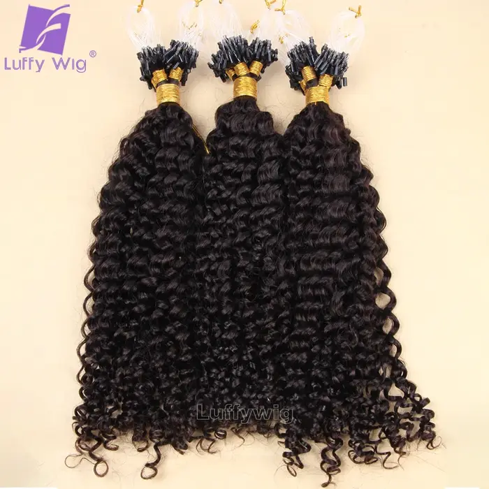 Extensions de Cheveux Humains Bouclés Microlink pour Femme Noire
