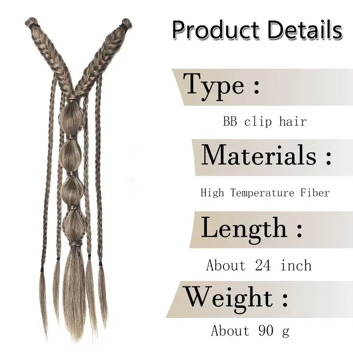 Extensions de cheveux synthétiques tressées style bohème viking, mèches ombrées, tresses féeriques médiévales, clip pour femmes, queue de cheval faite à la main