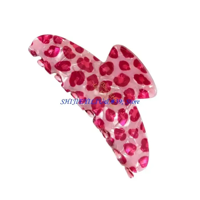 E21F – pince à cheveux en acrylique imprimé léopard rose