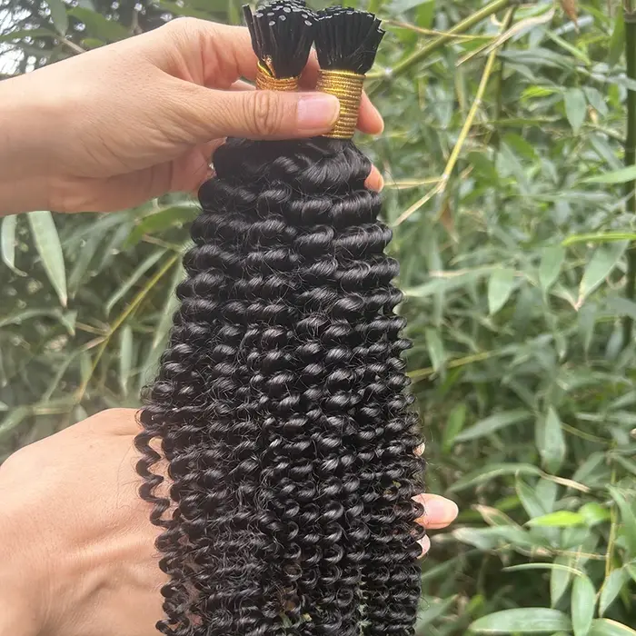 Extensions de cheveux bouclés crépus I-Tip 16-26 pouces, en cheveux humains, à fusion de kératine, p