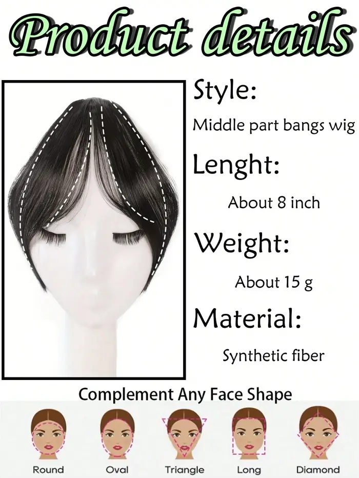 Synthèse perruque partie centrale frange Extensions de cheveux pince devant naturel sans couture fra