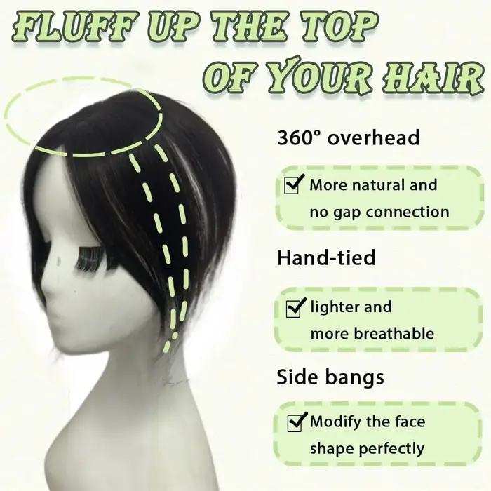 Frange de cheveux humains naturels