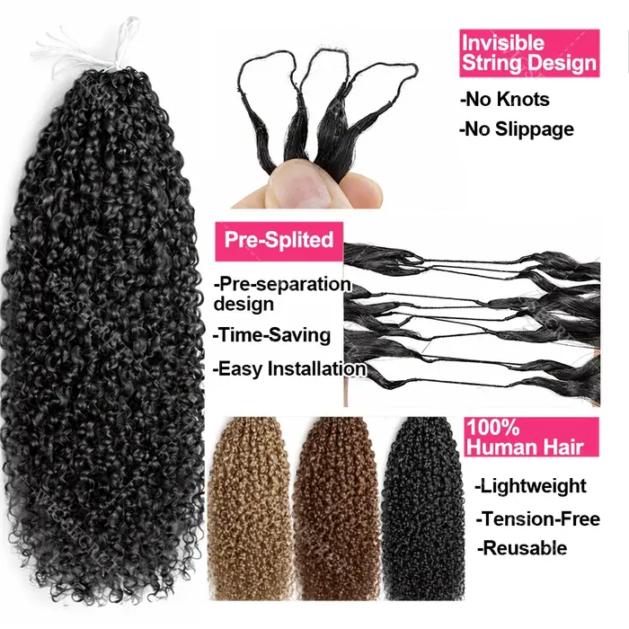 Extensions de cheveux humains bouclés crépus blond miel pour tressage