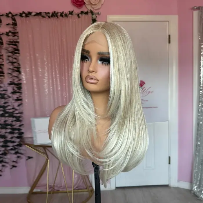 Perruque Balayage Blond Cendré Crémeux