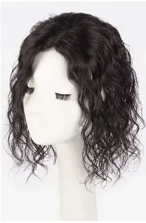 Topper capillaire court bouclé ondulé de 30 cm pour femmes, en cheveux humains naturels noirs, base
