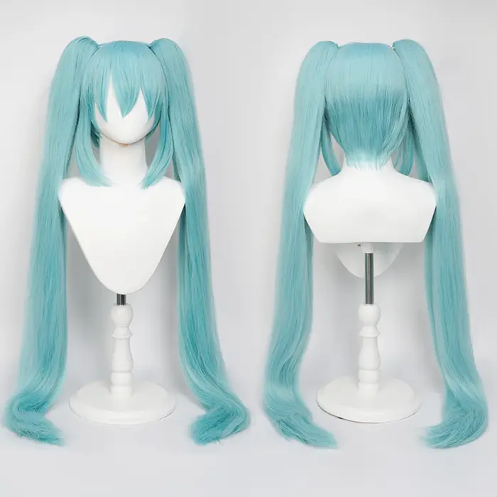 Perruque de Cosplay synthétique longue et lisse de 110cm + queue de cheval à Clip