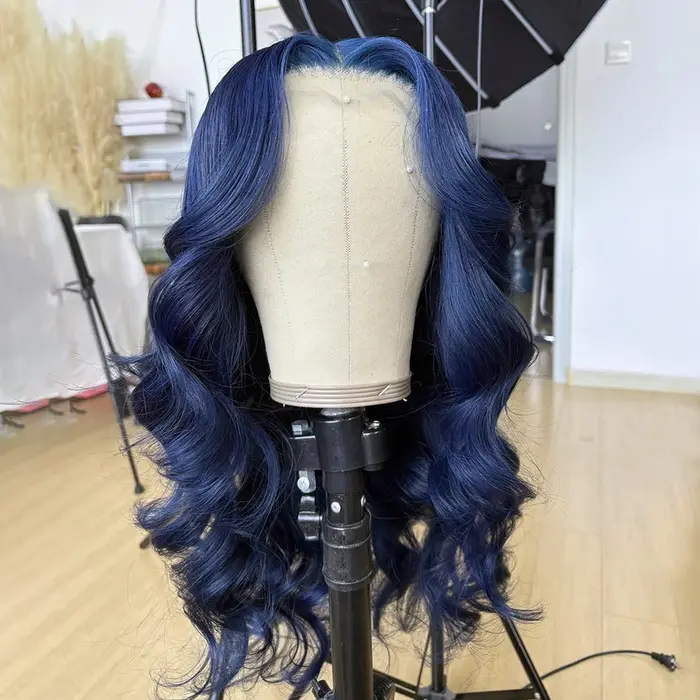 Perruque Lace Front Wig synthétique bleu foncé