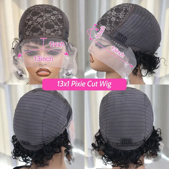 Perruque Lace Front Wig Remy brésilienne bouclée Rose