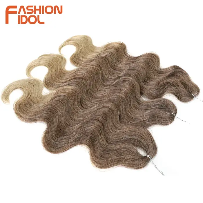 FASHION IDOL 24 pouces vague de corps Crochet cheveux 3 pièces tresses de cheveux synthétiques faux 