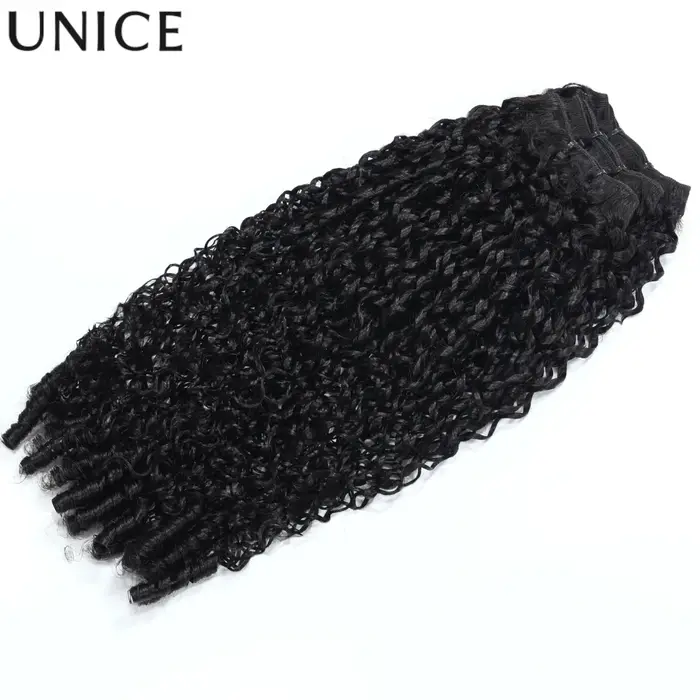 UNice 3 pièces de mèches de cheveux bouclés birmans 100% cheveux humains avec des extrémités en spir