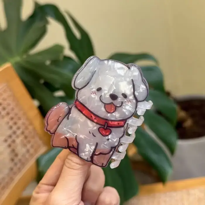 1pc nouveau dessin animé cheveux bouclés amour Chai chien corgi chiot acrylique pince à cheveux dess