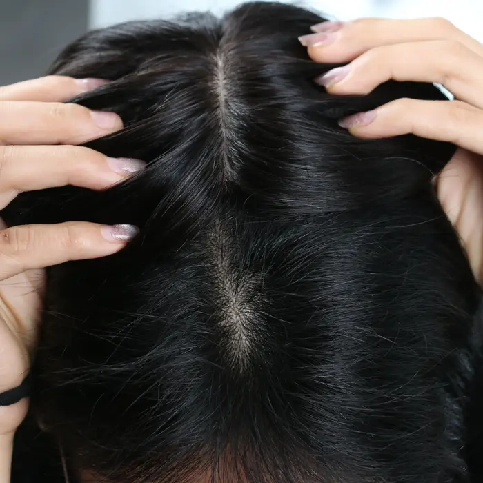 Perruque en cheveux humains malaisiens, densité 180%, raie centrale, base en soie, cheveux lisses et