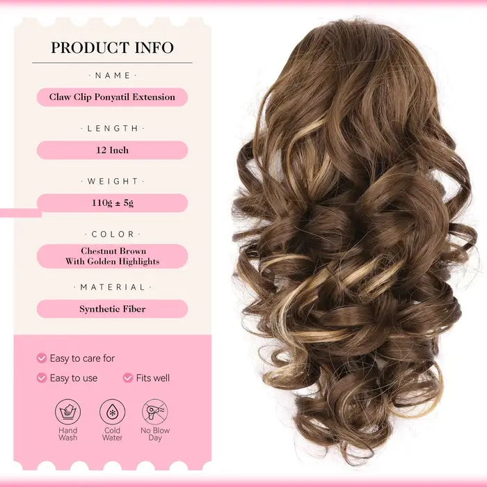 Extensions capillaires synthétiques bouclées et ondulées de 12 pouces, postiche courte et moelleuse