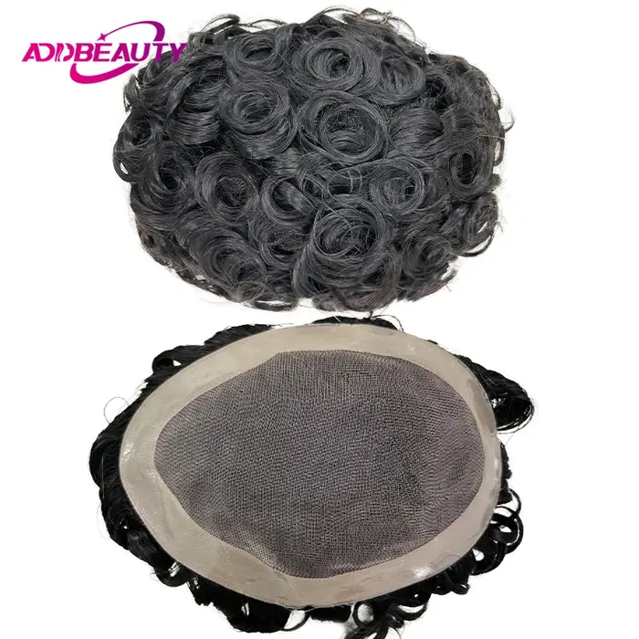 Perruque de cheveux humains indiens bouclés Mono NPU