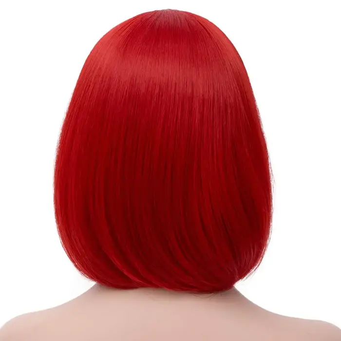 Perruque synthétique courte avec frange pour femme