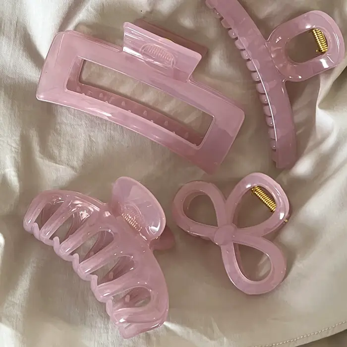 Pince à cheveux rose gelée pour fille