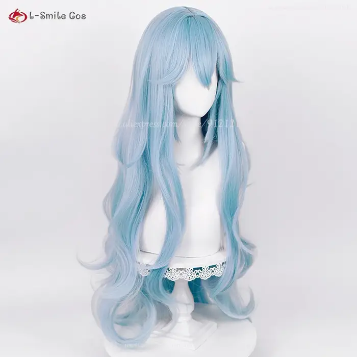 Haute qualité Anime EVA 100 cm de Long Ayanami Rei Cosplay perruque Cyan bleu cheveux bouclés résistant à la chaleur