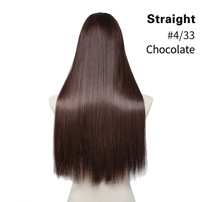 Extension de cheveux à clipser synthétique droite de qualité supérieure pour femme