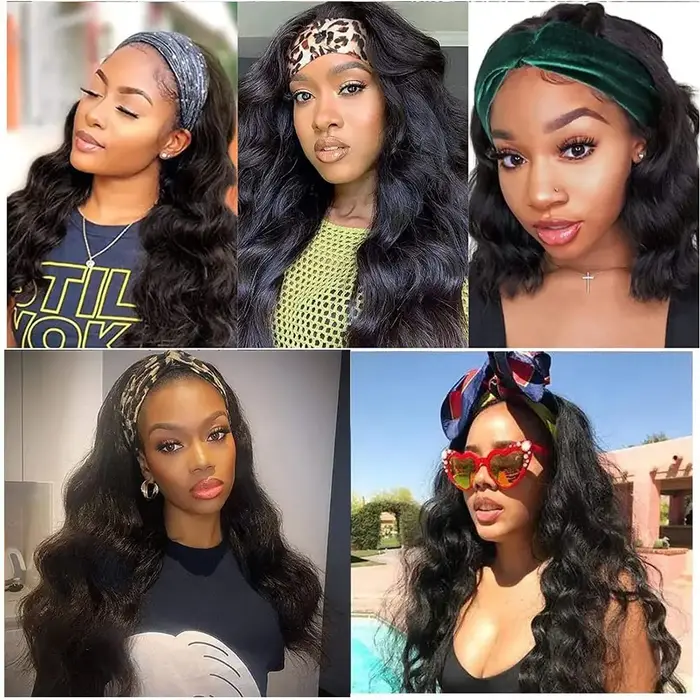 Bandeau perruques cheveux humains sans colle vague de corps