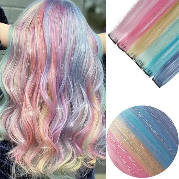 Extensions de cheveux multicolores à clips