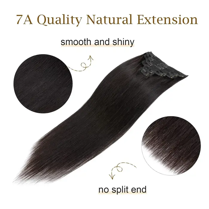 Extensions de cheveux humains 100% non traités, 120G/8 pièces, à clips droits, cheveux vierges brési