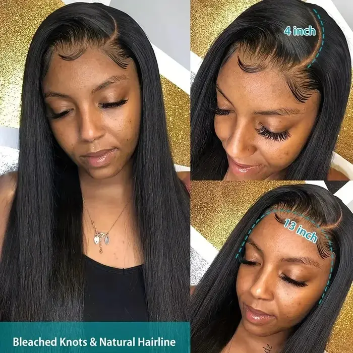 Perruque Lace Front Cheveux Humains Raides Brésiliens 2026 pour Femmes – Sans Colle – En Promotion