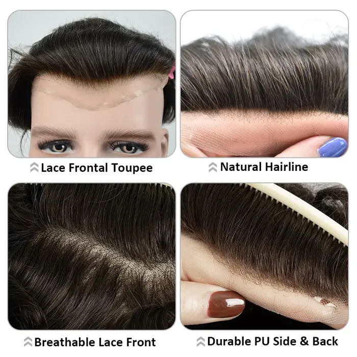 Prothèse capillaire pour homme en dentelle suisse