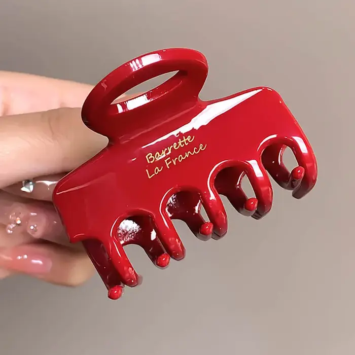 Pinces à cheveux en acétate rouge, 5.5cm de long, pour filles et femmes, mode coréenne, accessoires 