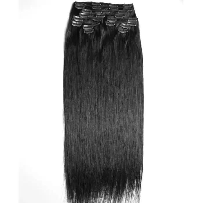 Chocola Clip en 100% Extensions de cheveux humains brésiliens Remy pleine tête 16 "-28" 12 pièces en