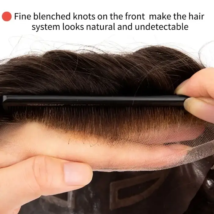 VERSALITE-Toupet en cheveux naturels pour hommes, Lace Front, Mono Top, Perruque respirante, Prothès