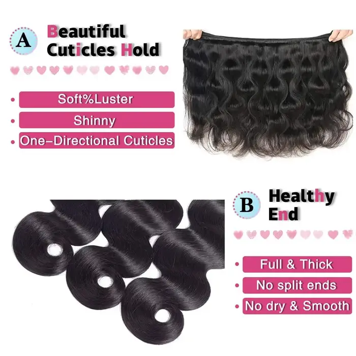 Extensions de cheveux naturels brésiliens vierges Body Wave avec closure 4x4