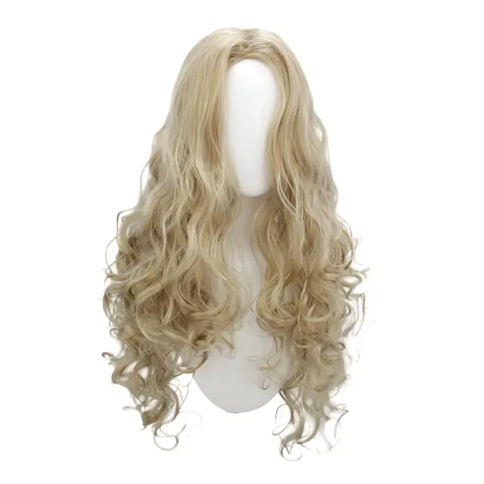 Perruque synthétique longue et bouclée blonde pour femme