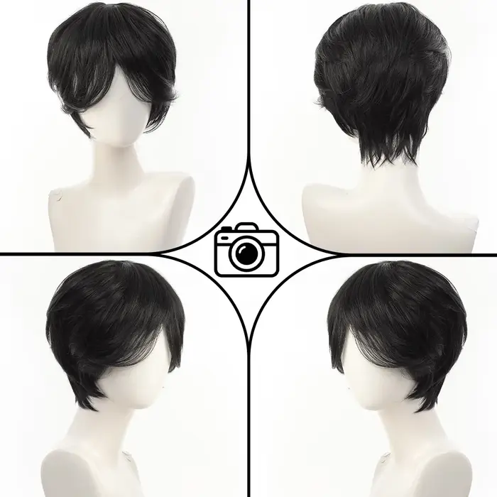 Perruque synthétique anime pour coiffure droite