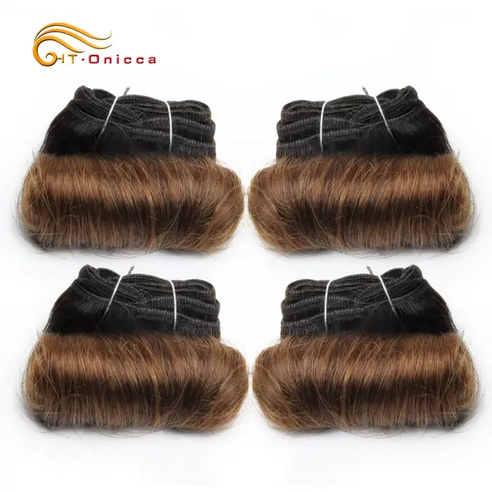 Tissage en lot brésilien Remy naturel Double bande, cheveux bouclés, couleur 1B 27 30 99J, 5 5 6 7 p