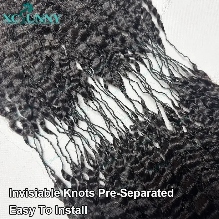 Extensions de cheveux humains bouclés au Crochet, nœud invisible, sans nœuds, pré-séparés avec ficel