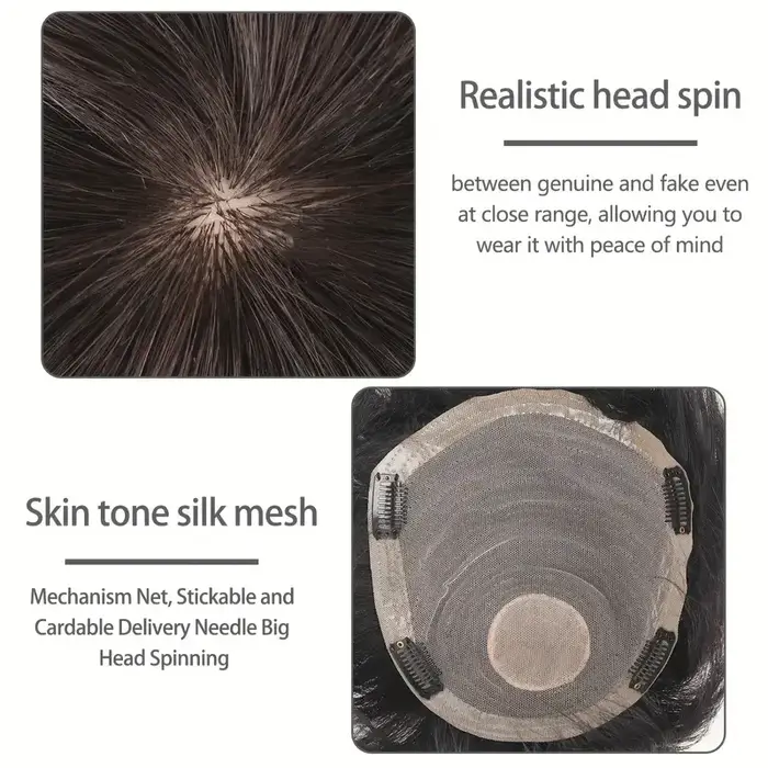 Prothèse capillaire à clipser pour homme en cheveux naturels