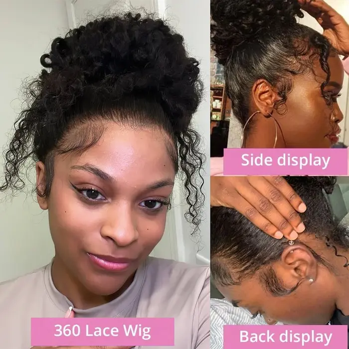 360 HD pleine dentelle bouclés perruques cheveux humains pré-plumés 13x6 13x4 dentelle frontale perr