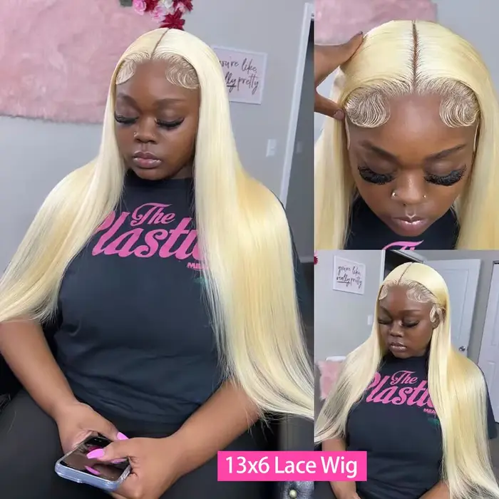 HD Transparent 613 Blonde droite 200 densité 13x4 13x6 dentelle avant perruques de cheveux humains p