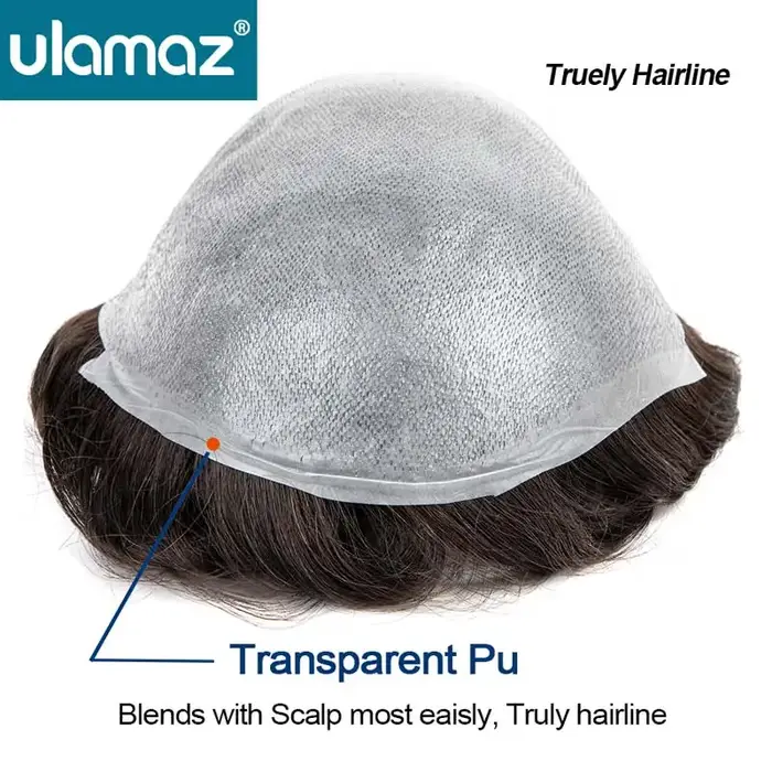 Prothèse capillaire pour homme ultra-fine 0,03 mm, indétectable, réaliste, en cheveux humains, systè